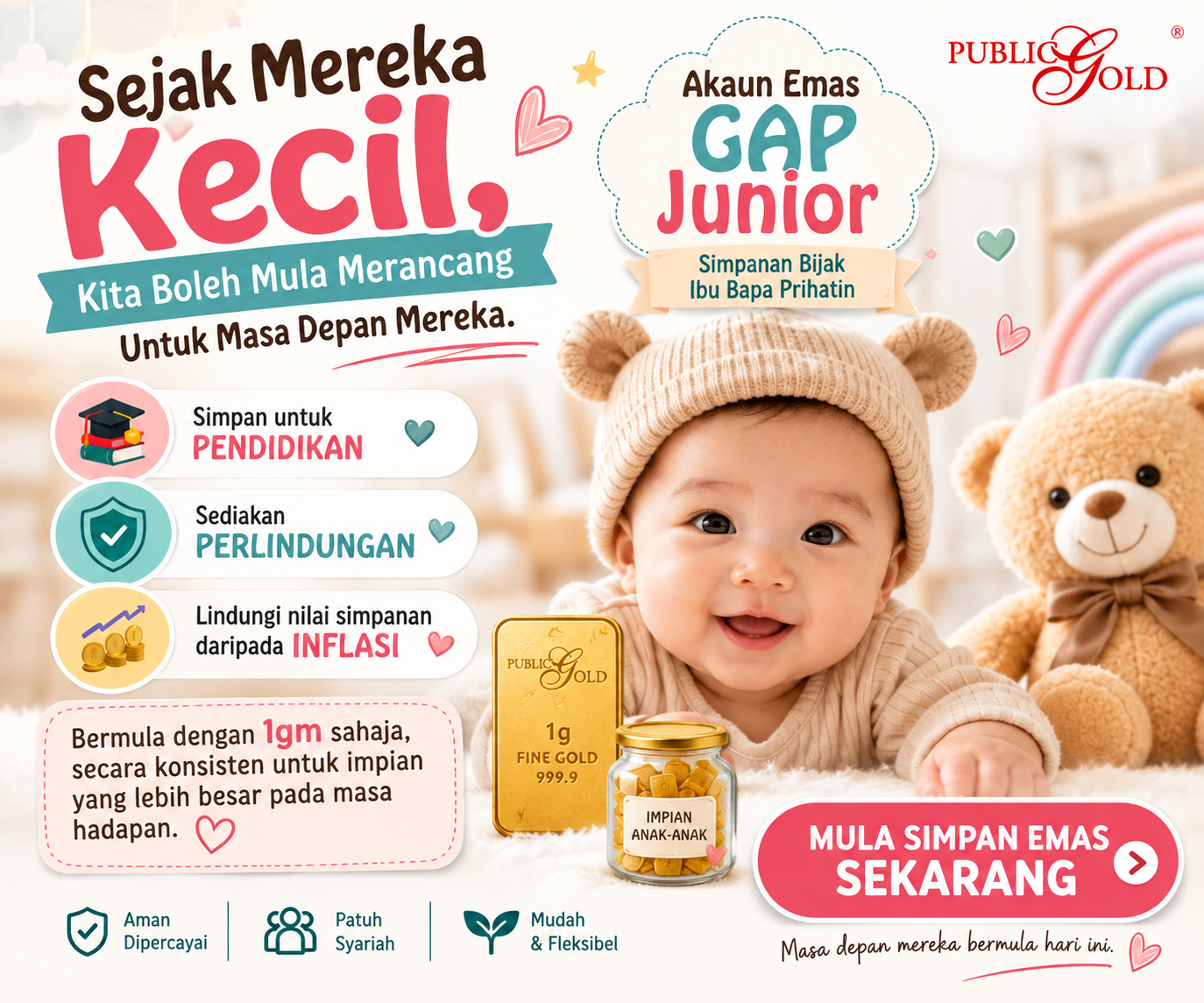 Akaun Emas GAP Junior Public Gold untuk simpanan pendidikan dan masa depan anak
