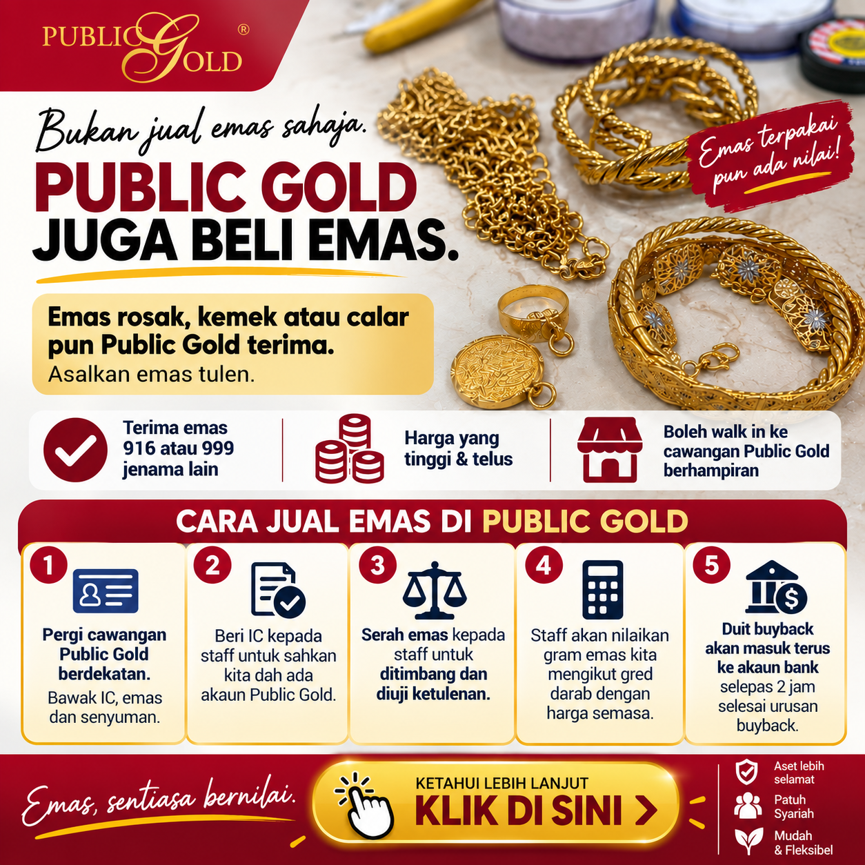 Public Gold membeli emas dan menerima emas 916 atau 999 daripada jenama lain